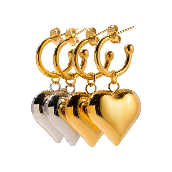 Wholesale Women's Stainless Steel Heartshaped Geometric Light Luxury Earrings With Electroplating