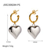Wholesale Women's Stainless Steel Heartshaped Geometric Light Luxury Earrings With Electroplating