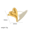 Wholesale Women's Stainless Steel Heartshaped Geometric Light Luxury Highend Open Ring With 18K Gold Electroplating
