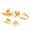 Wholesale Women's Stainless Steel Heartshaped Geometric Light Luxury Highend Open Ring With 18K Gold Electroplating