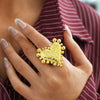 Wholesale Women's Stainless Steel Heartshaped Goldplated Rings With Niche Highend Feel
