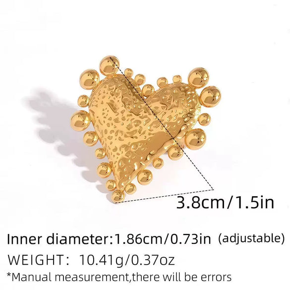Wholesale Women's Stainless Steel Heartshaped Goldplated Rings With Niche Highend Feel