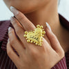 Wholesale Women's Stainless Steel Heartshaped Goldplated Rings With Niche Highend Feel