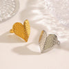 Wholesale Women's Stainless Steel Heartshaped Hammer Pattern 18K Goldplated Ring