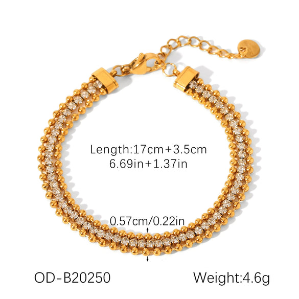 Wholesale Women's Stainless Steel Heartshaped Handmade Bracelet With Pvd Vacuum Plating And Zircon Inlay
