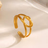 Wholesale Women's Stainless Steel Heartshaped Hiphop Ring 18K Goldplated