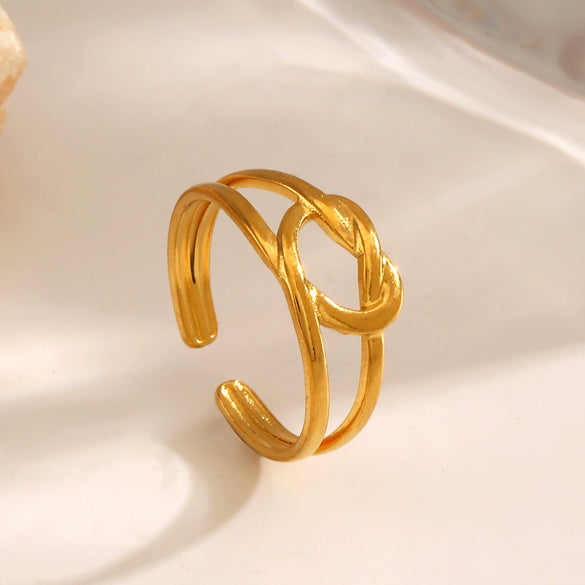 Wholesale Women's Stainless Steel Heartshaped Hiphop Ring 18K Goldplated