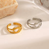 Wholesale Women's Stainless Steel Heartshaped Hiphop Ring 18K Goldplated