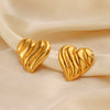 Wholesale Women's Stainless Steel Heartshaped 18K Gold Plated Hip Hop Style Love Earrings