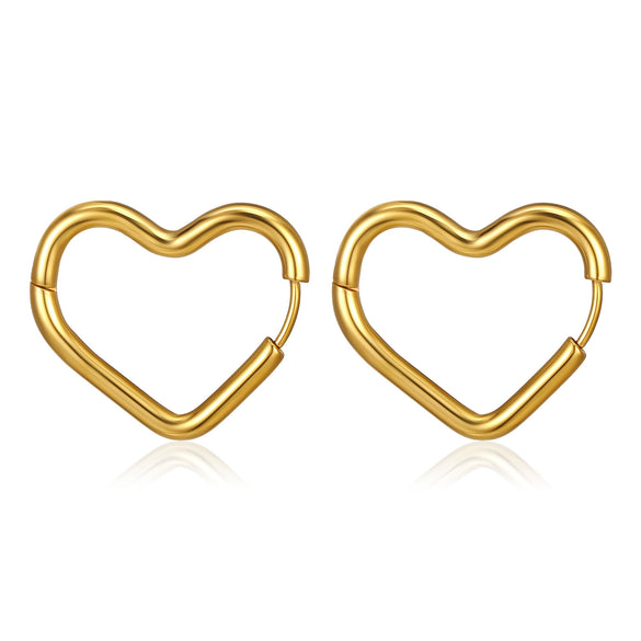 Wholesale Women's Stainless Steel Heartshaped 18K Goldplated Earrings