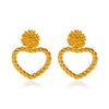 Wholesale Women's Stainless Steel Heartshaped 18K Goldplated Love Earrings With Electroplating Treatment