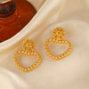 Wholesale Women's Stainless Steel Heartshaped 18K Goldplated Love Earrings With Electroplating Treatment