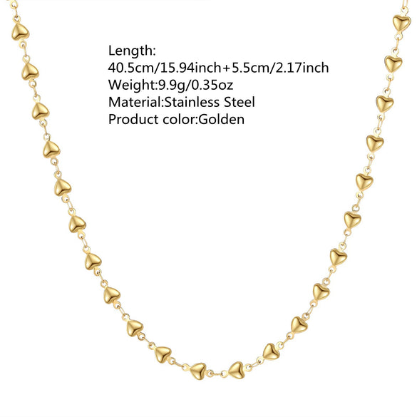Wholesale Women's Stainless Steel Heartshaped 18K Goldplated Pendant Necklace With Irregular Chain Light Luxury Style