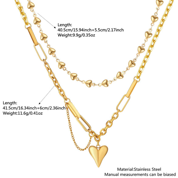Wholesale Women's Stainless Steel Heartshaped 18K Goldplated Pendant Necklace With Irregular Chain Light Luxury Style