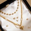 Wholesale Women's Stainless Steel Heartshaped 18K Goldplated Pendant Necklace With Irregular Chain Light Luxury Style