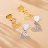 Wholesale Women's Stainless Steel Heartshaped Pendant Jewelry Earrings With Electroplating And Fashion Simple Hollow Design