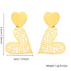 Wholesale Women's Stainless Steel Heartshaped Pendant Jewelry Earrings With Electroplating And Fashion Simple Hollow Design