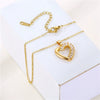 Wholesale Women's Stainless Steel Heartshaped Pendant Necklace With Mixed Gem Inlay And 18K Gold Electroplating Hip Hop Style