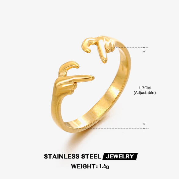 Wholesale Women's Stainless Steel Heartshaped Ring With Electroplating In Ins Style