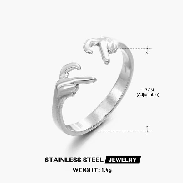 Wholesale Women's Stainless Steel Heartshaped Ring With Electroplating In Ins Style