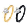 Wholesale Women's Stainless Steel Heartshaped Zircon Casting Ring Simple Style