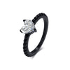 Wholesale Women's Stainless Steel Heartshaped Zircon Casting Ring Simple Style