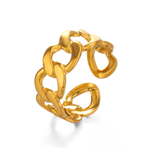 Wholesale Women's Stainless Steel Hiphop Ring 18K Goldplated