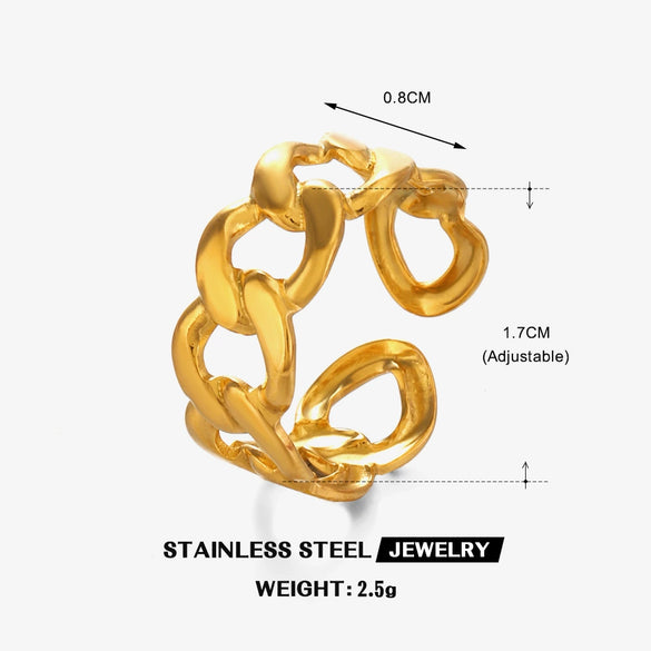 Wholesale Women's Stainless Steel Hiphop Ring 18K Goldplated