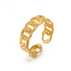 Wholesale Women's Stainless Steel Hiphop Ring With Geometric Pattern And Real Gold Plating