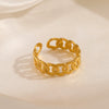 Wholesale Women's Stainless Steel Hiphop Ring With Geometric Pattern And Real Gold Plating