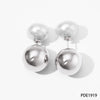 Wholesale Women's Stainless Steel Hollow Ball Earrings With Geometric Pattern And Electroplating Simple Light Luxury Front And Back Two Wear