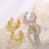Wholesale Women's Stainless Steel Hollow C Shaped 18K Gold Plated Fashion Earrings With Vacuum Plating In Furnace