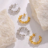 Wholesale Women's Stainless Steel Hollow C Shaped 18K Gold Plated Fashion Earrings With Vacuum Plating In Furnace