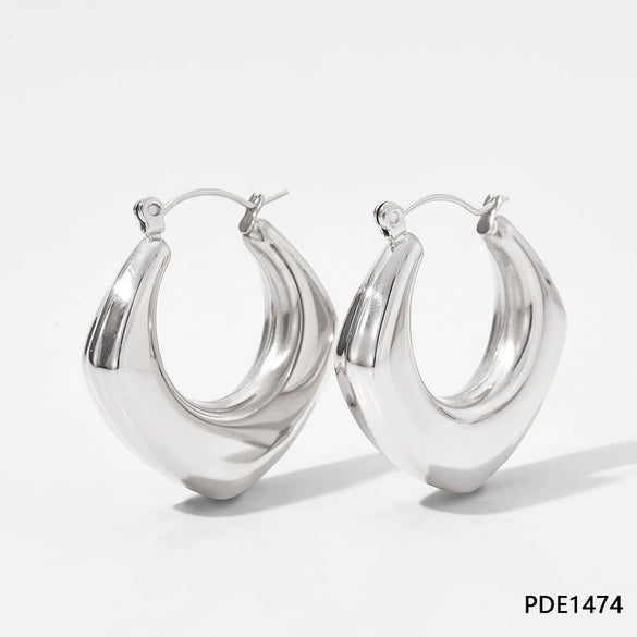 Wholesale Women's Stainless Steel Hollow Earrings With Geometric Style And Electroplating Treatment