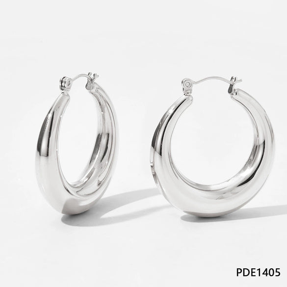 Wholesale Women's Stainless Steel Hollow Earrings With Geometric Style And Electroplating Treatment
