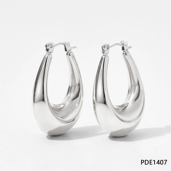 Wholesale Women's Stainless Steel Hollow Earrings With Geometric Style And Electroplating Treatment