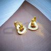 Wholesale Women's Stainless Steel Hollow Flower Shape Earrings With White Shell Electroplated