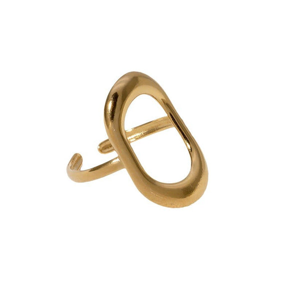Wholesale Women's Stainless Steel Hollow Geometric Rectangle Ring With Electroplating Treatment Simple Temperament Does Not Fade
