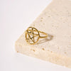 Wholesale Women's Stainless Steel Hollow Lucky Five Pointed Star Fashion Ring With Pvd Furnace Real Gold Plating