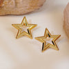 Wholesale Women's Stainless Steel Hollow Star Earrings With Electroplating For Autumn 2024