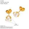 Wholesale Women's Stainless Steel Imitation Pearl Flower Earrings With Minimalist Style And Pearl Setting