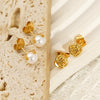Wholesale Women's Stainless Steel Imitation Pearl Flower Earrings With Minimalist Style And Pearl Setting