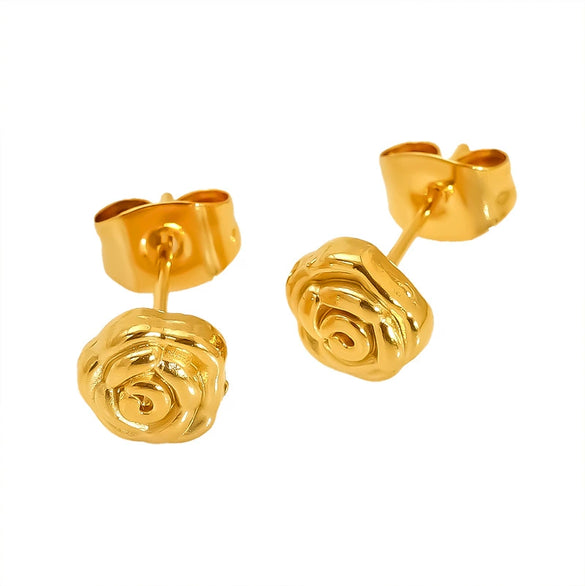 Wholesale Women's Stainless Steel Imitation Pearl Flower Earrings With Minimalist Style And Pearl Setting