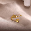 Wholesale Women's Stainless Steel Imitation Pearl Multilayer Zircon 18K Gold Plated Heart Shape Geometric Inlaid With Gold Open Ring