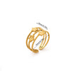Wholesale Women's Stainless Steel Imitation Pearl Multilayer Zircon 18K Gold Plated Heart Shape Geometric Inlaid With Gold Open Ring