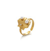 Wholesale Women's Stainless Steel Imitation Pearl Multilayer Zircon 18K Gold Plated Heart Shape Geometric Inlaid With Gold Open Ring
