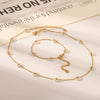 Wholesale Women's Stainless Steel Imitation Pearl Necklace Bracelet With Flower Pattern Vacuum Electroplating Ins Style
