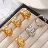 Wholesale Women's 316L Stainless Steel Inlaid Drill Irregular Open Ring With Geometric Pattern And Electroplating Treatment