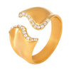 Wholesale Women's 316L Stainless Steel Inlaid Drill Irregular Open Ring With Geometric Pattern And Electroplating Treatment