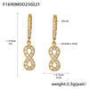 Wholesale Women's 316L Stainless Steel Inlaid Zircon Full Diamond Earrings With Geometric Pattern And Light Luxury Style Electroplated In 18K Gold Color